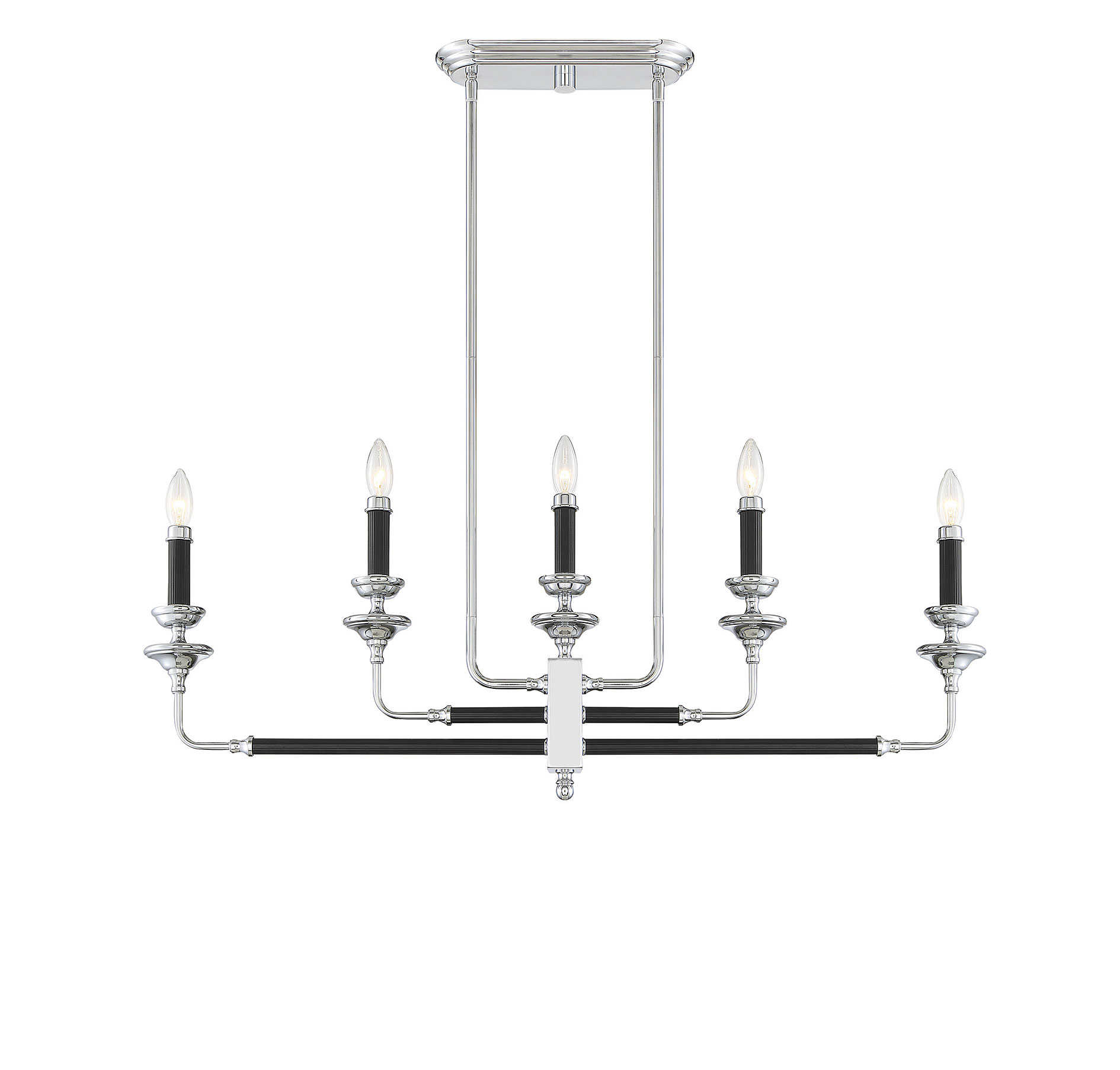 Savoy House Davidson 5-Light Linear Chandelier in Black and Chrome