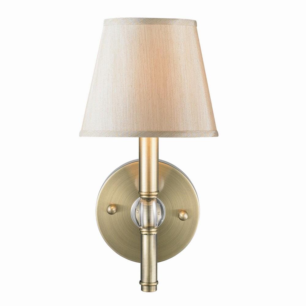 Golden Lighting Waverly Wall Sconce in Aged Brass with Silken Parchment Shade