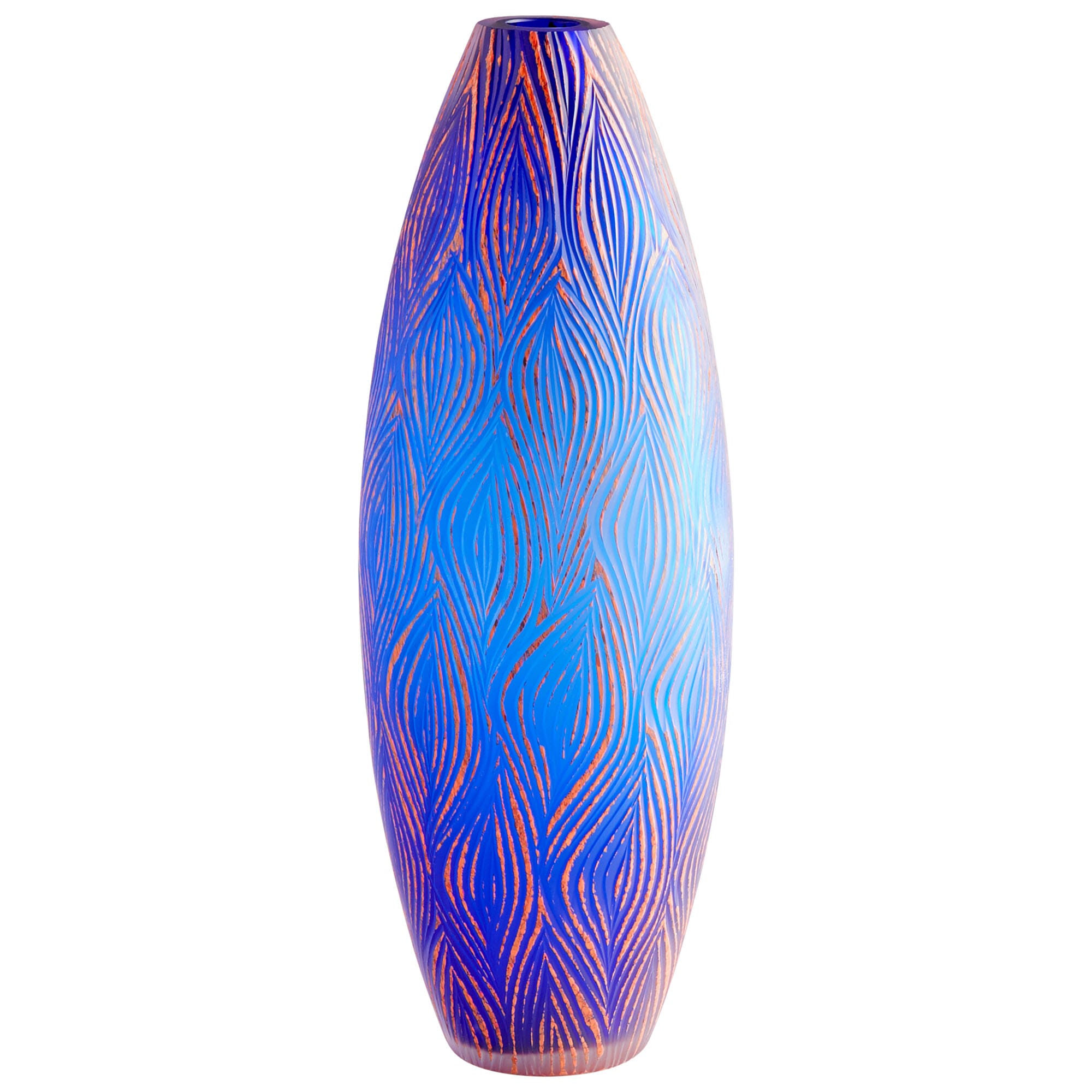 Cyan Design Fused Groove Vase in Blue