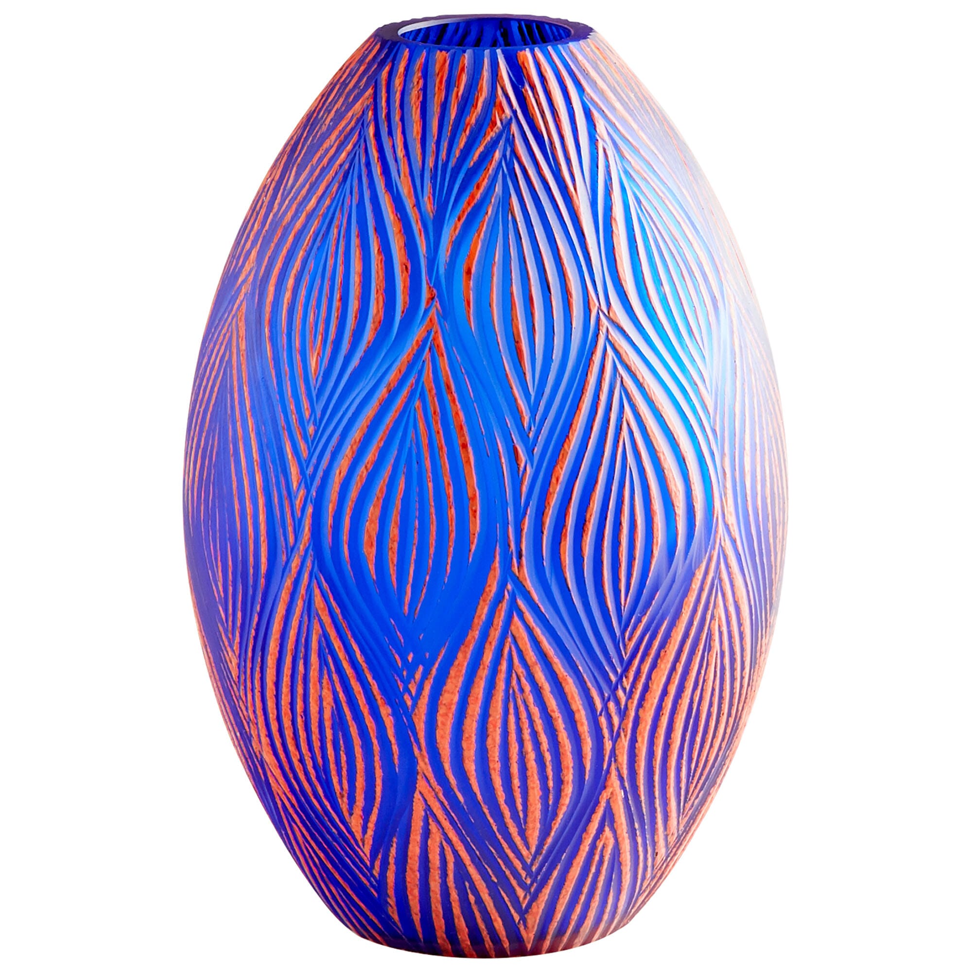 Cyan Design Large Fused Groove Vase in Blue