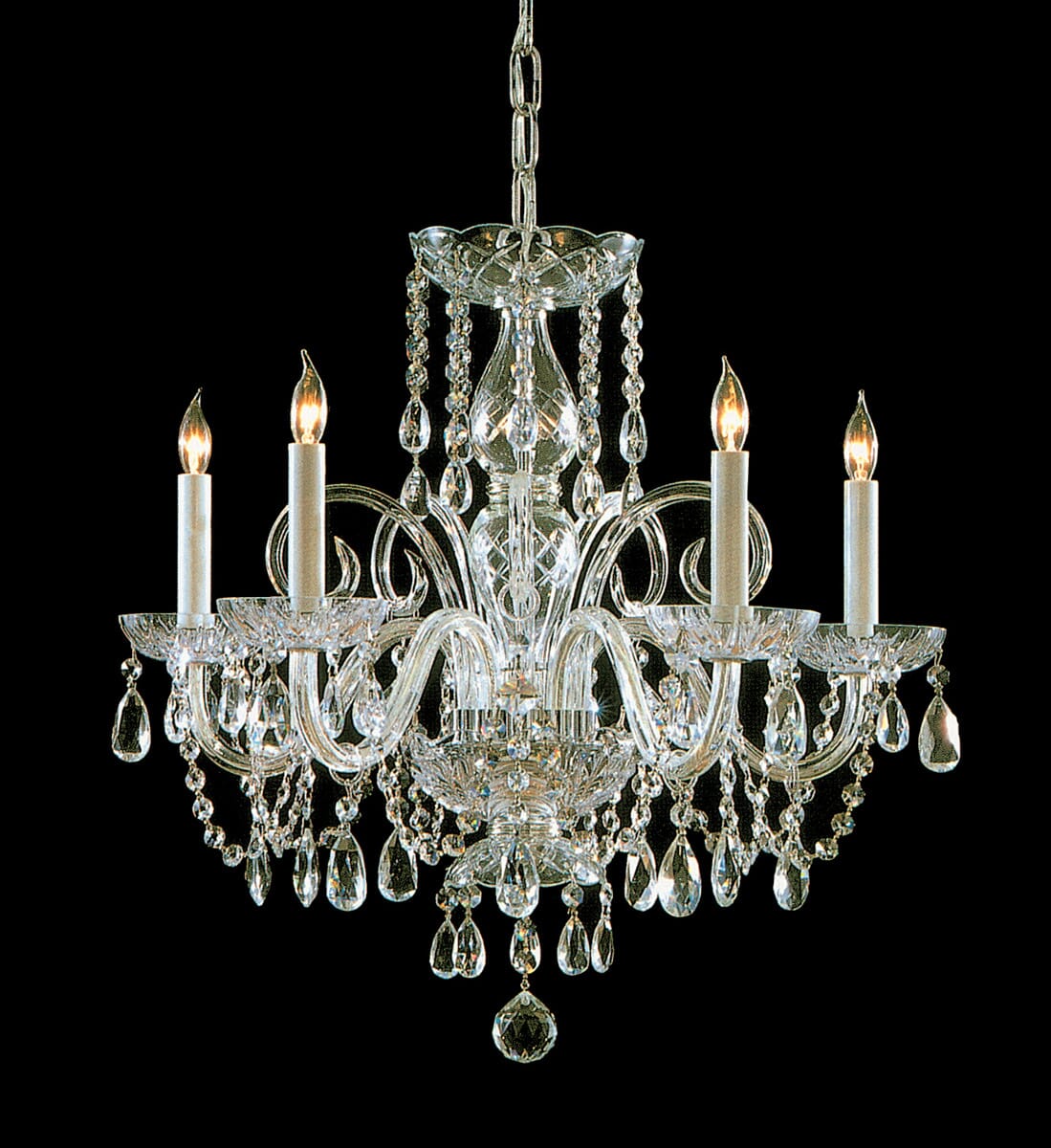 Crystorama Traditional Crystal 5-Light 21" Traditional Chandelier in Polished Brass with Clear Swarovski Strass Crystals