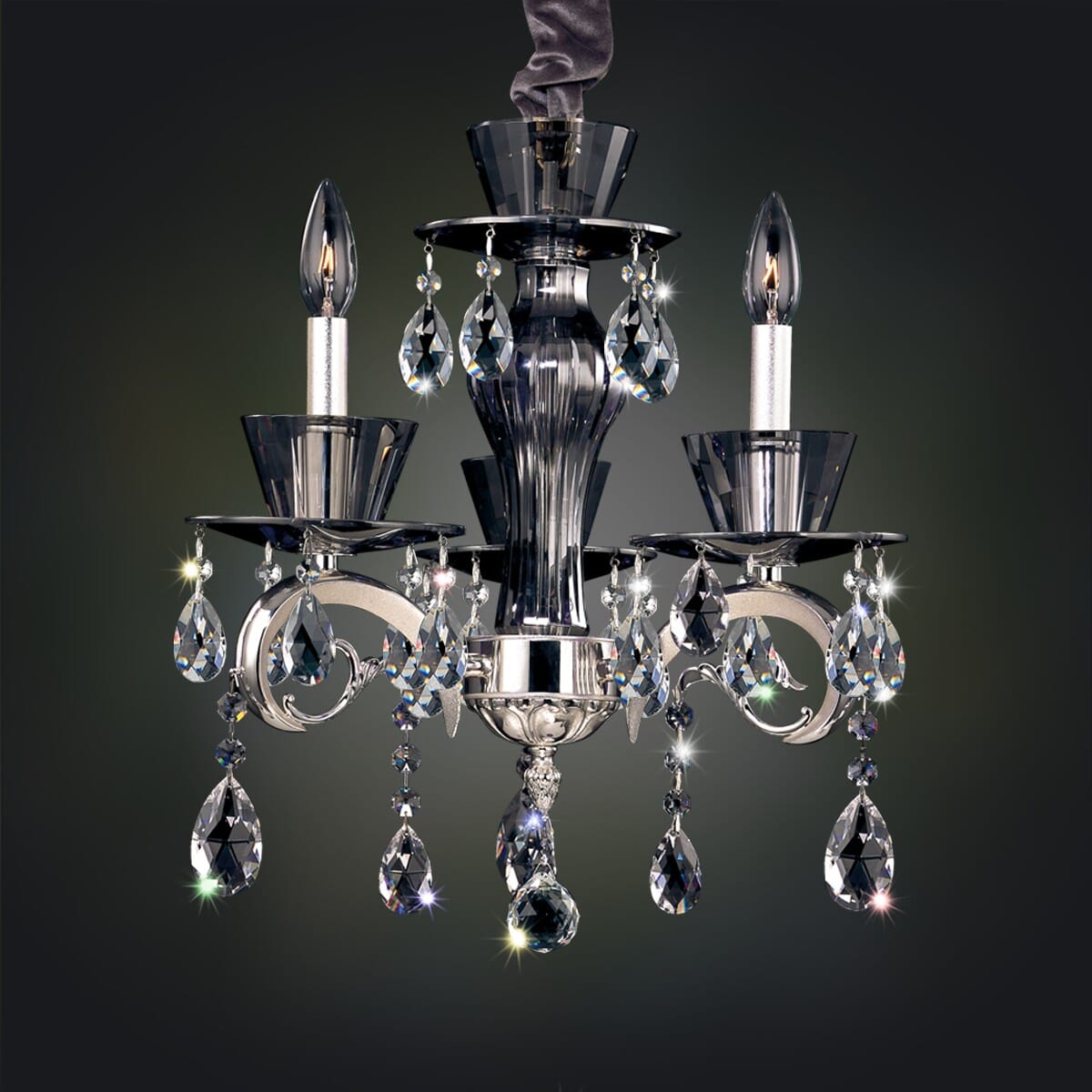 Allegri Locatelli 3-Light Contemporary Chandelier in Two Tone Silver