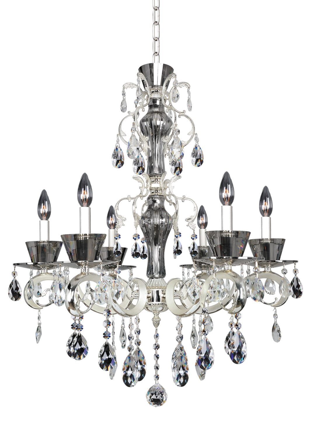 Allegri Locatelli 6-Light Contemporary Chandelier in Two Tone Silver