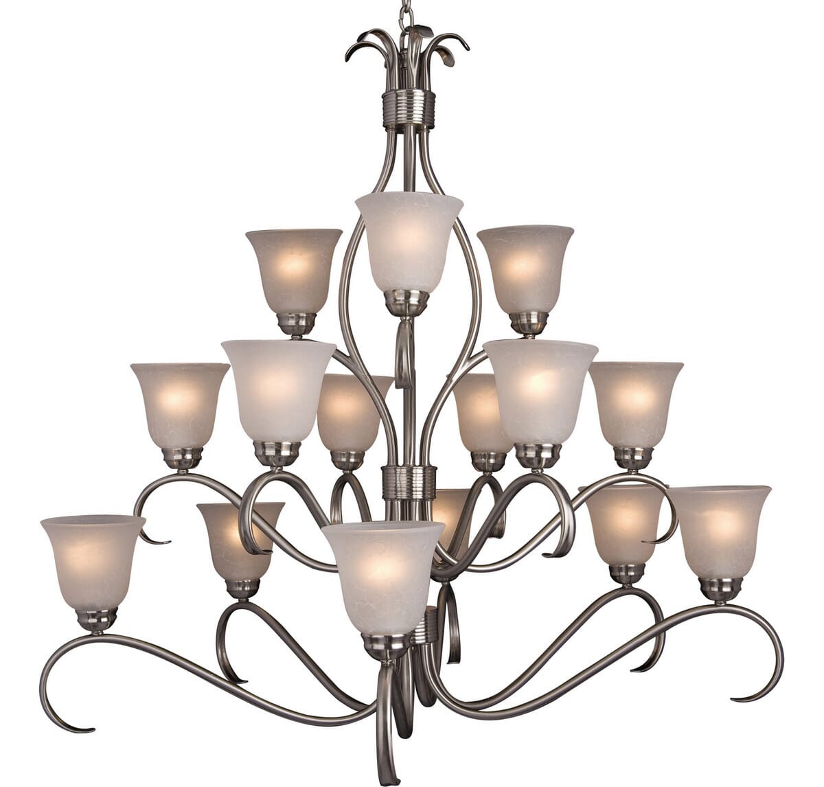 Maxim Lighting Basix 42" 15-Light Multi-Tier Chandelier in Satin Nickel