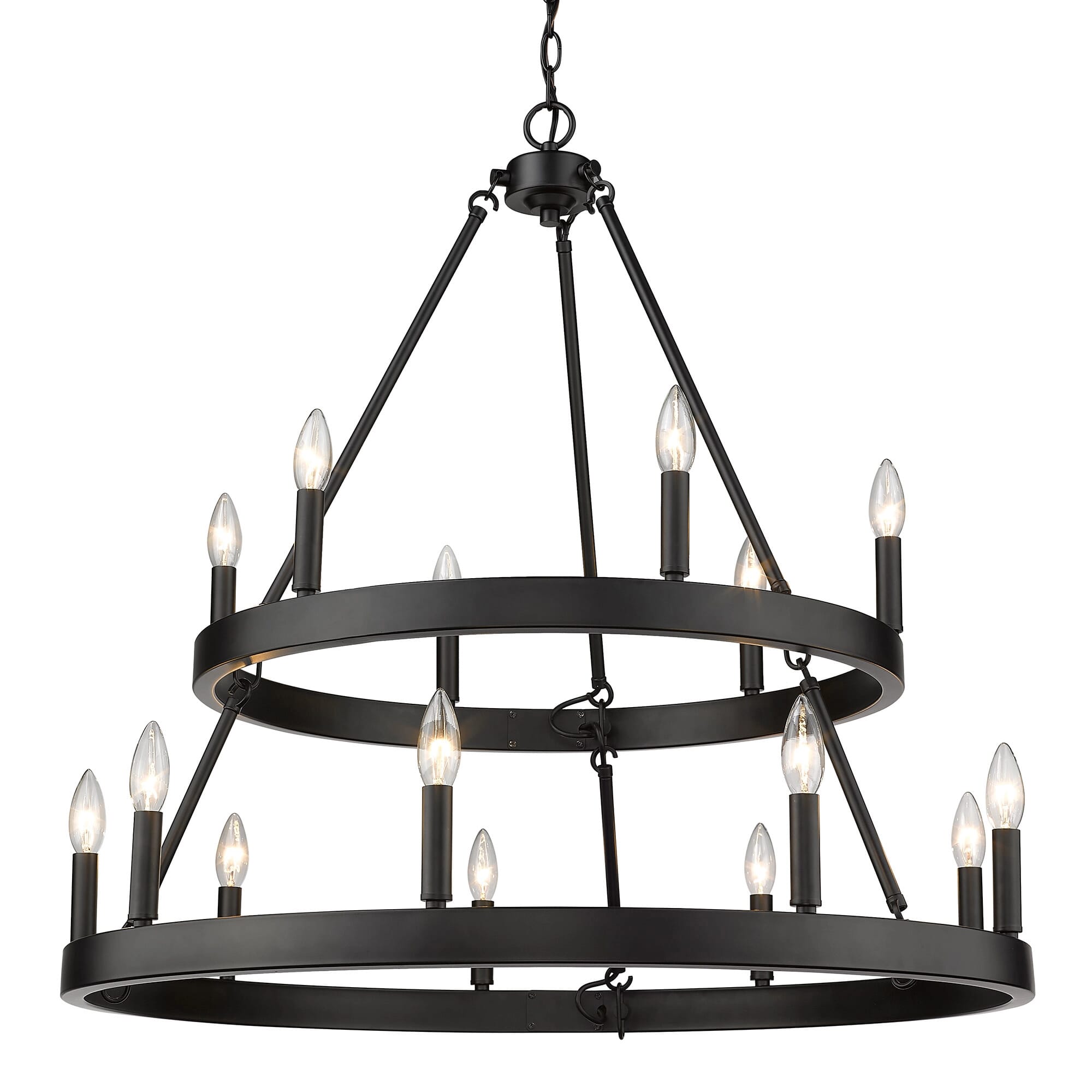 Golden Alastair 15-Light Transitional Chandelier in Matte Black