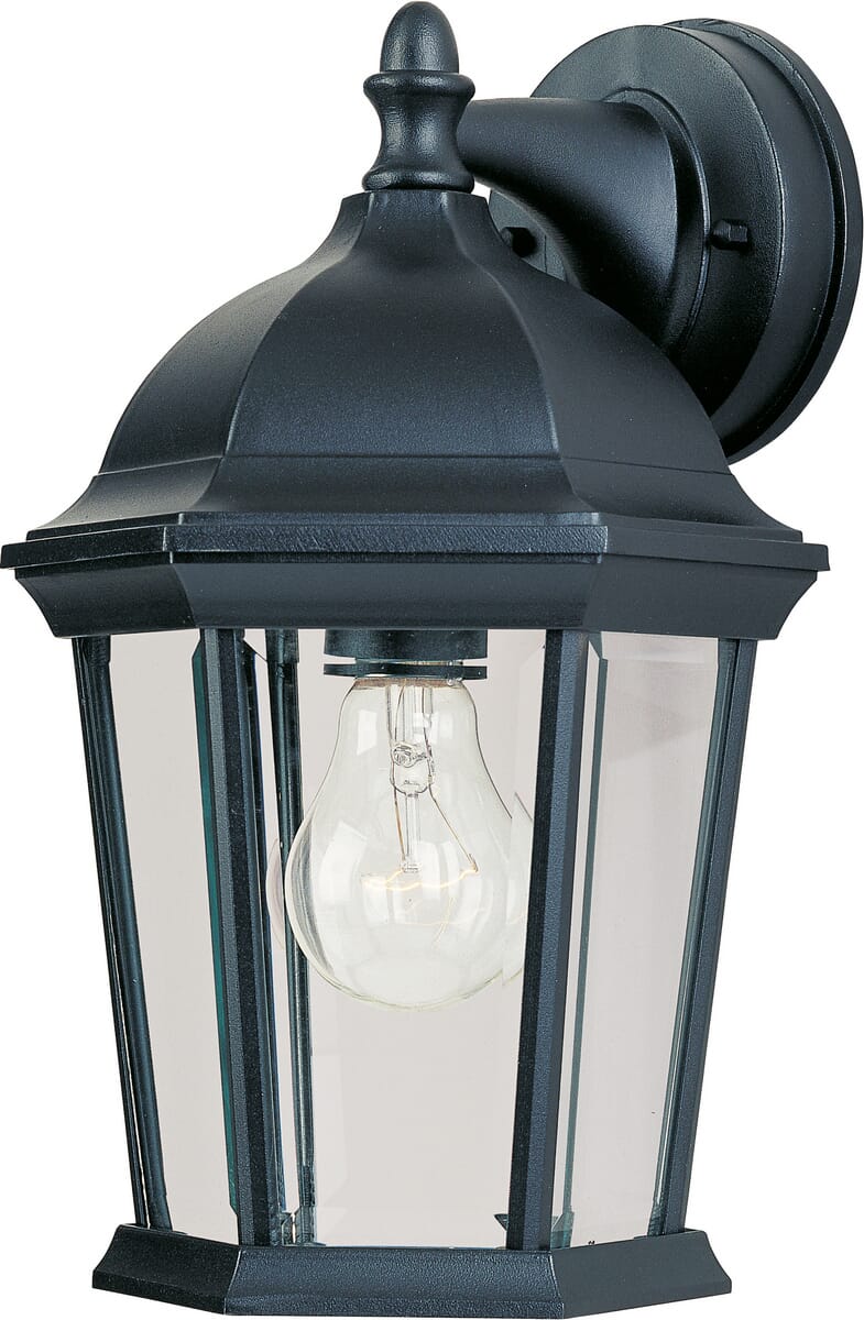 Maxim Lighting Builder Cast 12" Outdoor Clear Glass Wall Mount in Black