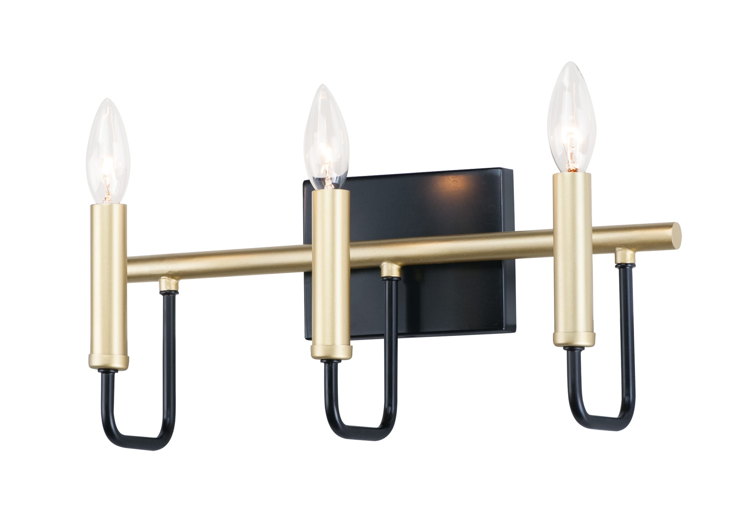 Maxim Lighting Sullivan 16.25" 3-Light Bathroom Vanity Light in Black/Gold