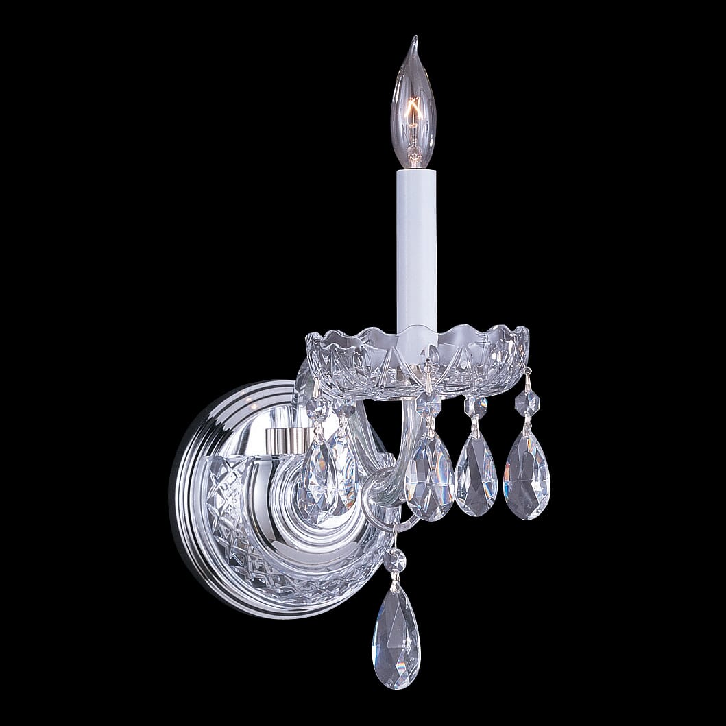 Crystorama Traditional Crystal 9" Wall Sconce in Polished Chrome with Clear Hand Cut Crystals