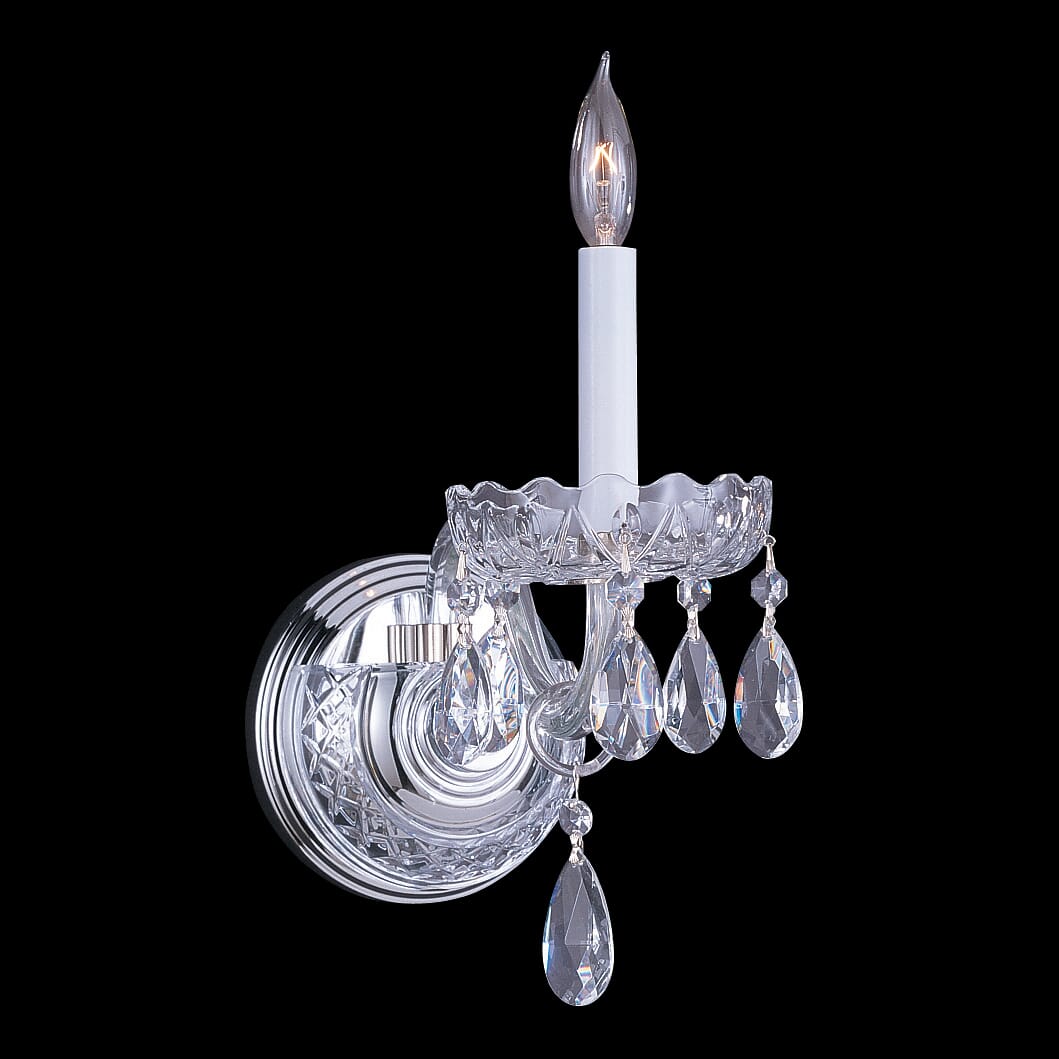 Crystorama Traditional Crystal 9" Wall Sconce in Polished Chrome with Clear Swarovski Strass Crystals