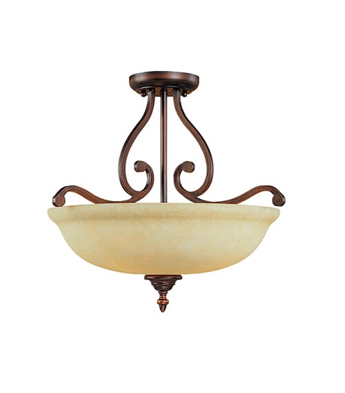 Millennium Lighting Courtney Lakes 3-Light Semi-Flush in Rubbed Bronze