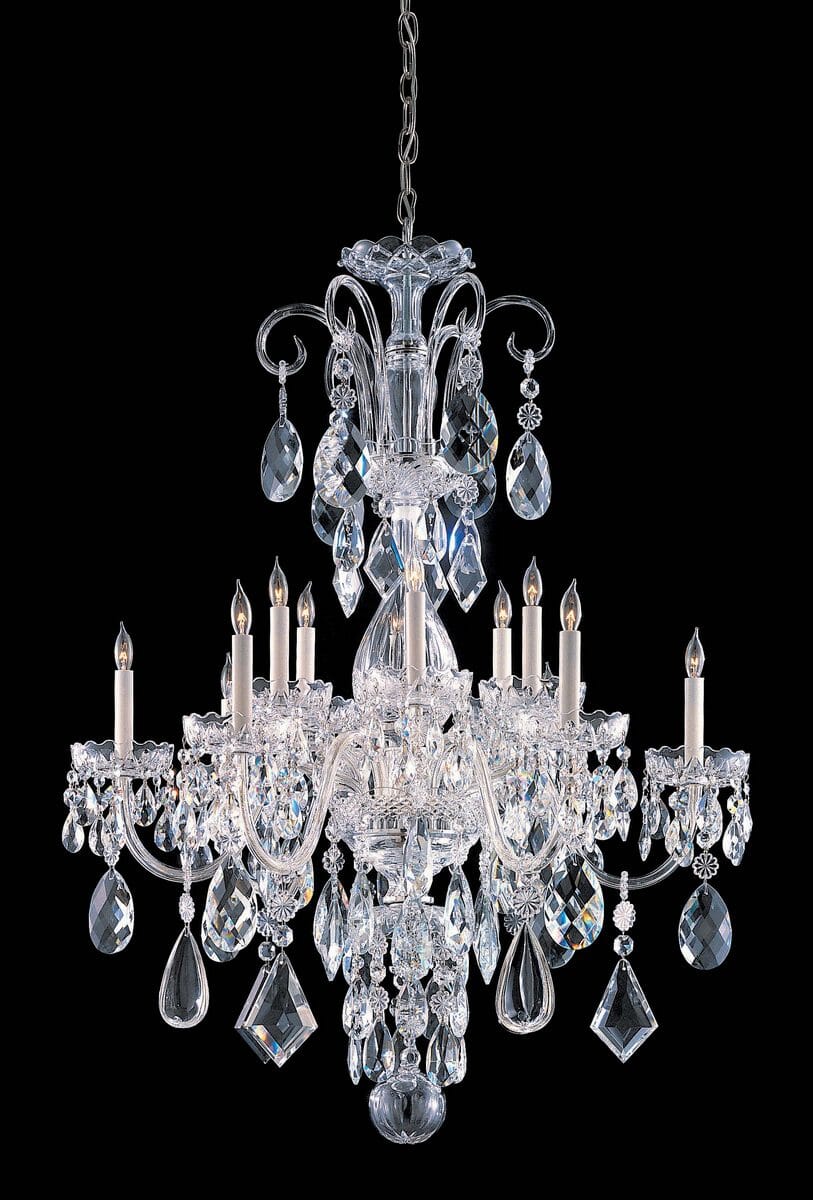 Crystorama Traditional Crystal 12-Light 40" Traditional Chandelier in Polished Chrome with Clear Hand Cut Crystals