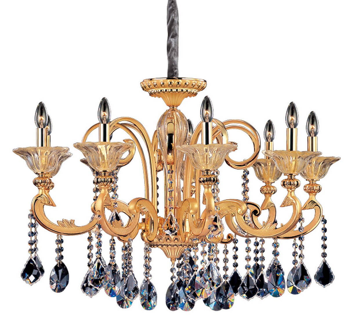 Allegri Legrenzi 9-Light Traditional Chandelier in Two Tone Gold - 24K