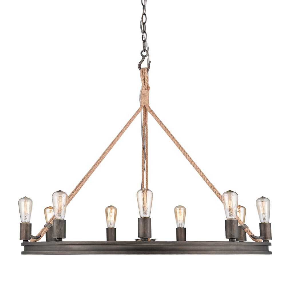 Golden Chatham 9-Light Chandelier in Gunmetal Bronze