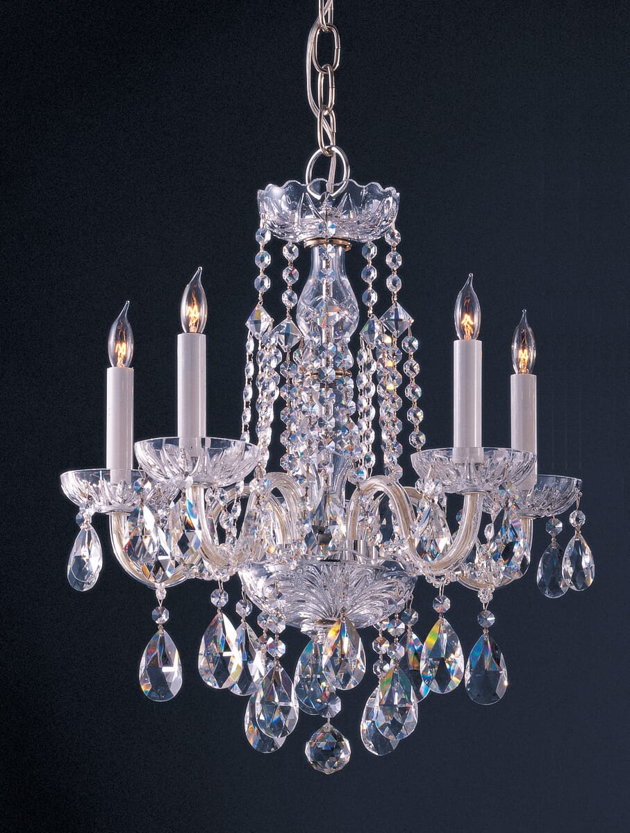 Crystorama Traditional Crystal 5-Light 20" Mini Chandelier in Polished Chrome with Clear Hand Cut Crystals