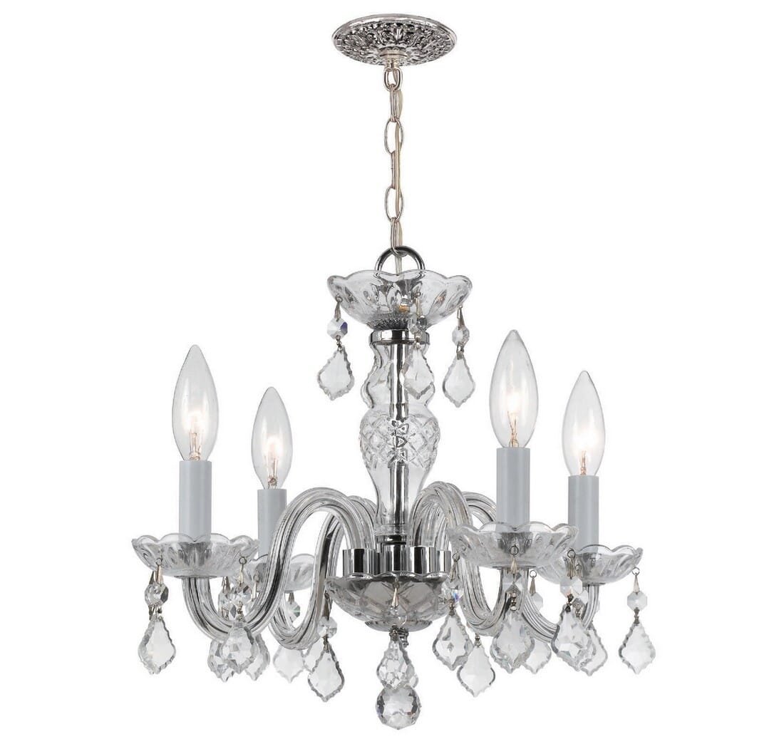 Crystorama Traditional Crystal 4-Light 12" Mini Chandelier in Polished Chrome with Clear Italian Crystals