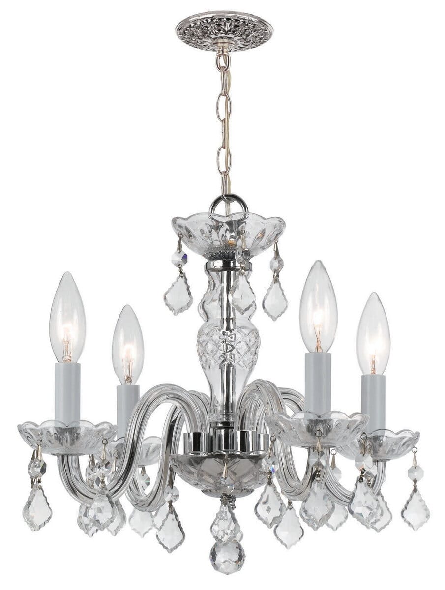 Crystorama Traditional Crystal 4-Light 12" Mini Chandelier in Polished Chrome with Clear Hand Cut Crystals