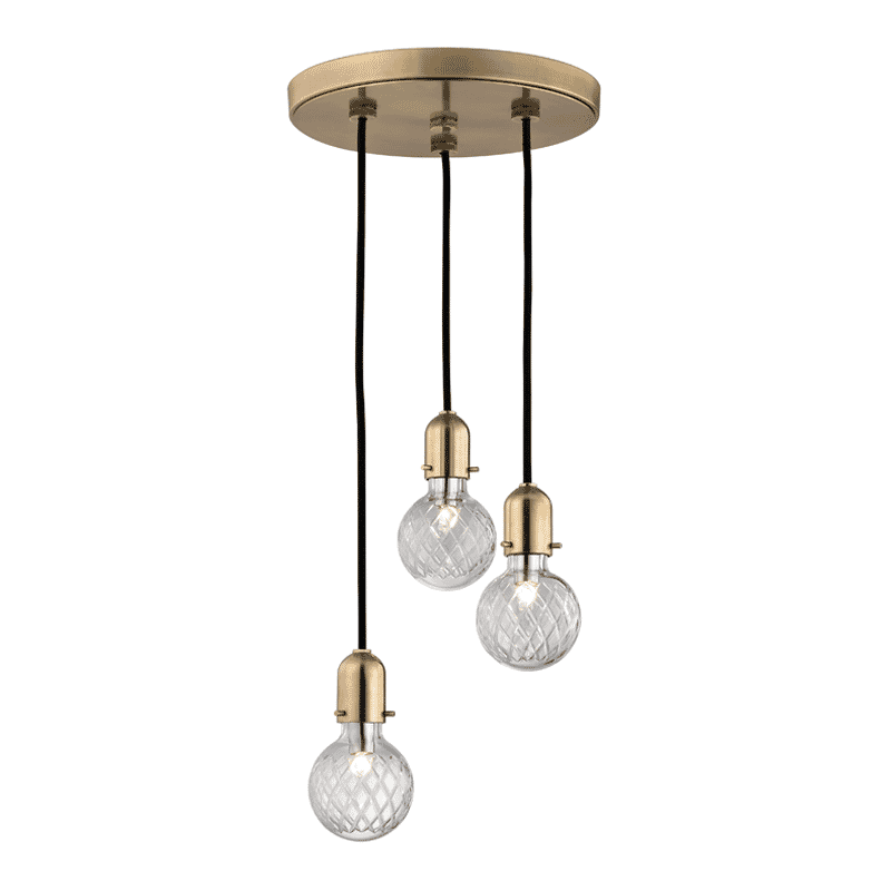 Hudson Valley Marlow 3-Light 7" Pendant Light in Aged Brass