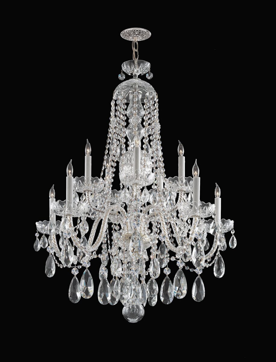 Crystorama Traditional Crystal 10-Light 35" Traditional Chandelier in Polished Chrome with Clear Hand Cut Crystals