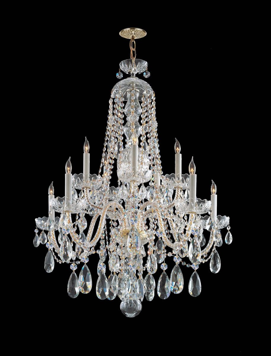 Crystorama Traditional Crystal 10-Light 35" Traditional Chandelier in Polished Brass with Clear Hand Cut Crystals