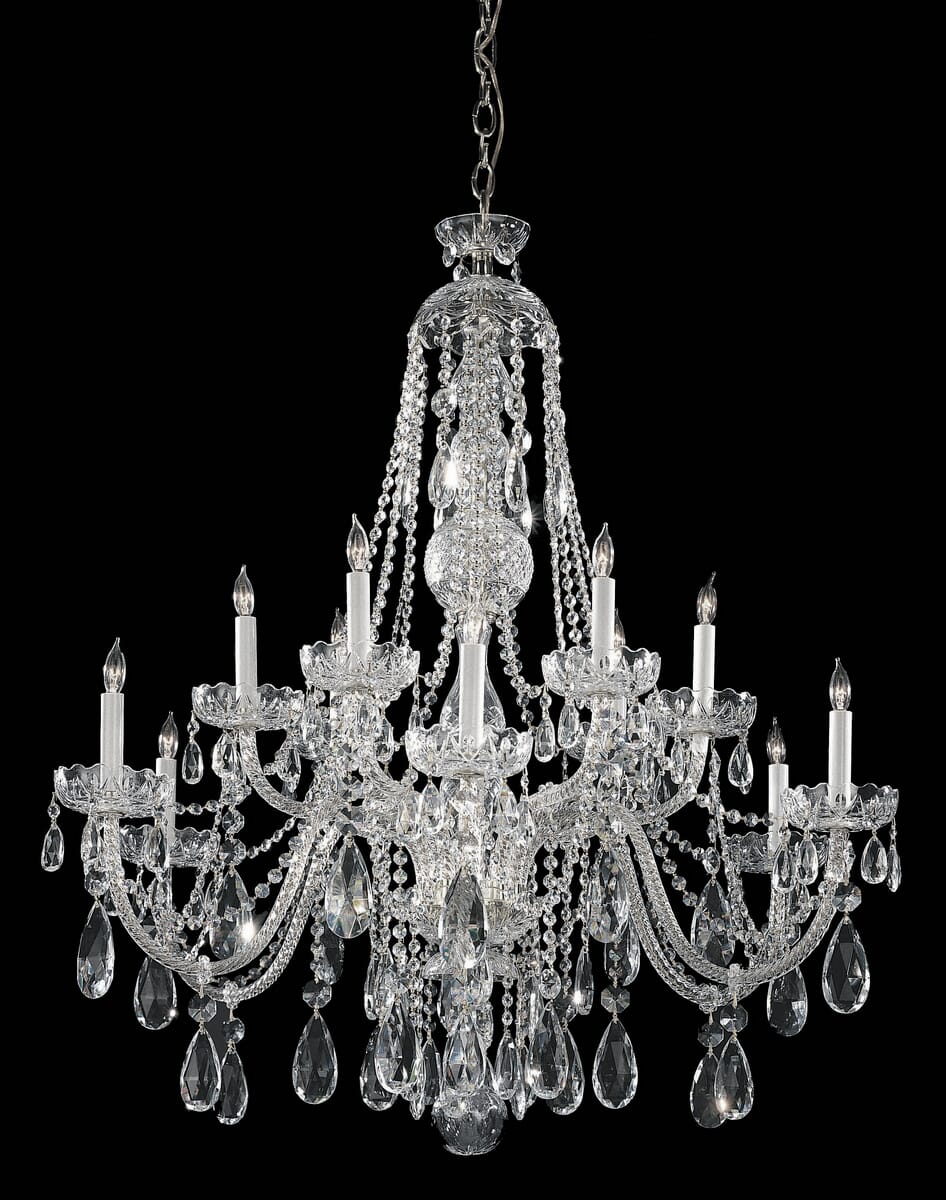 Crystorama Traditional Crystal 12-Light 48" Traditional Chandelier in Polished Chrome with Clear Hand Cut Crystals