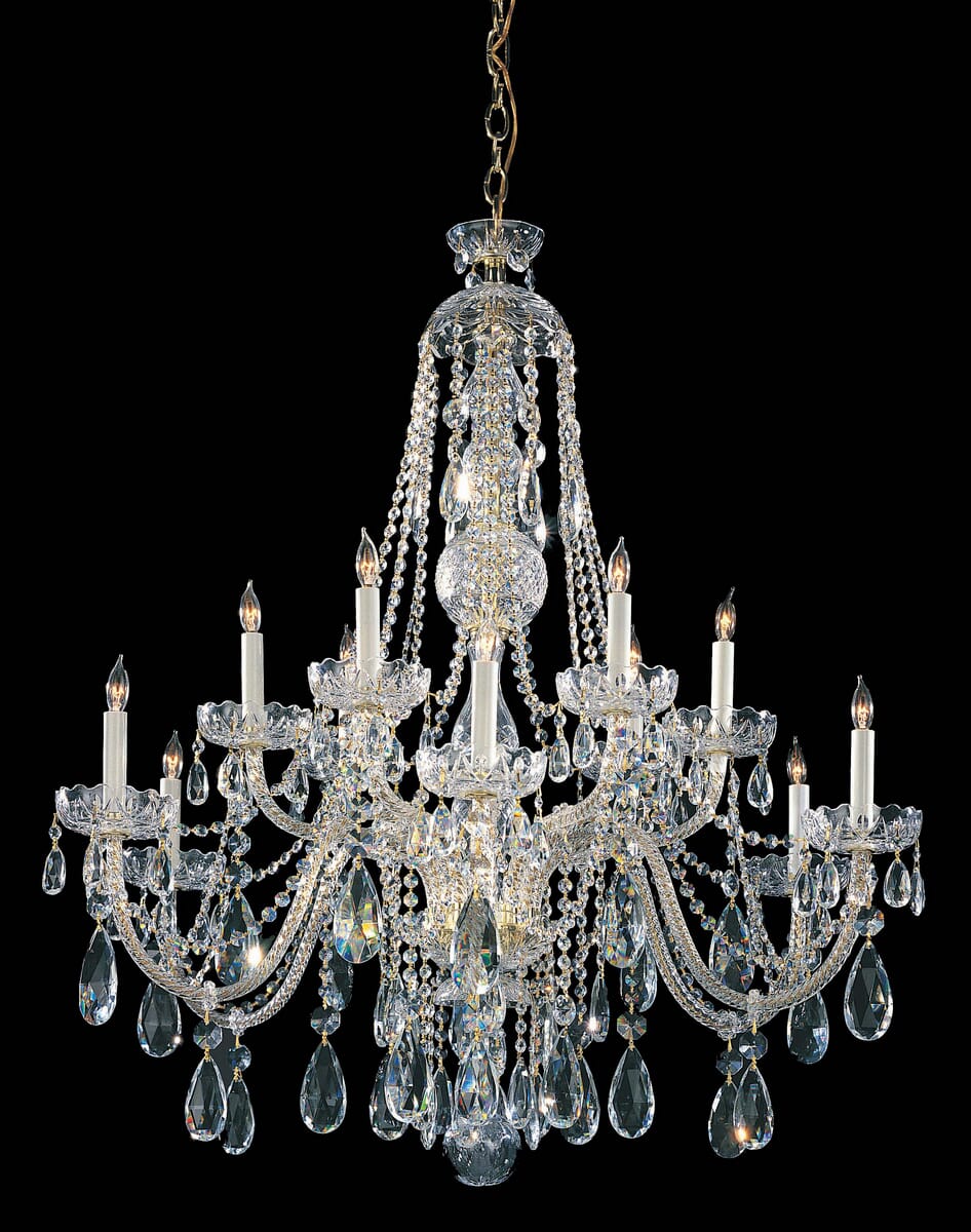 Crystorama Traditional Crystal 12-Light 48" Traditional Chandelier in Polished Brass with Clear Hand Cut Crystals