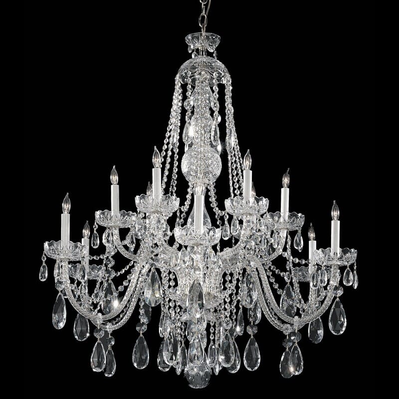 Crystorama Traditional Crystal 12-Light 46" Traditional Chandelier in Polished Chrome with Clear Hand Cut Crystals