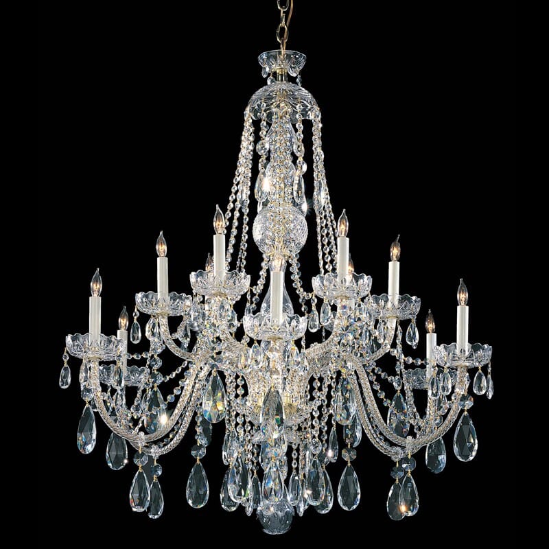 Crystorama Traditional Crystal 12-Light 46" Traditional Chandelier in Polished Brass with Clear Hand Cut Crystals