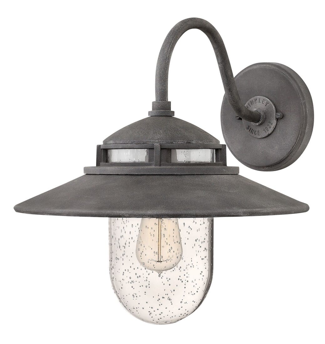 Hinkley Atwell Outdoor Shaded Medium Wall Sconce in Aged Zinc