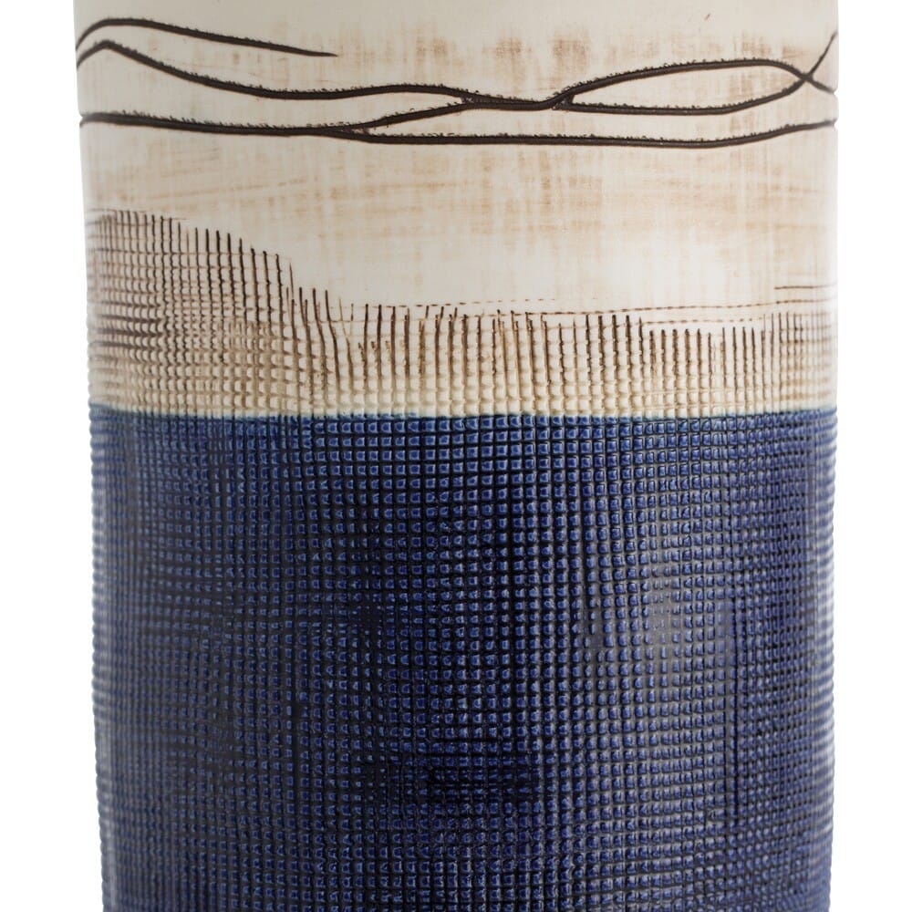 Arteriors Mariella Table Lamp in Blue/Brown Crosshatch