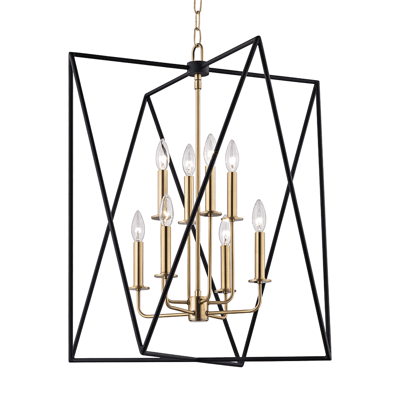 Hudson Valley Laszlo 8-Light 29" Pendant Light in Aged Brass