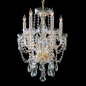 Crystorama Traditional Crystal 5-Light 20" Mini Chandelier in Polished Brass with Clear Swarovski Strass Crystals