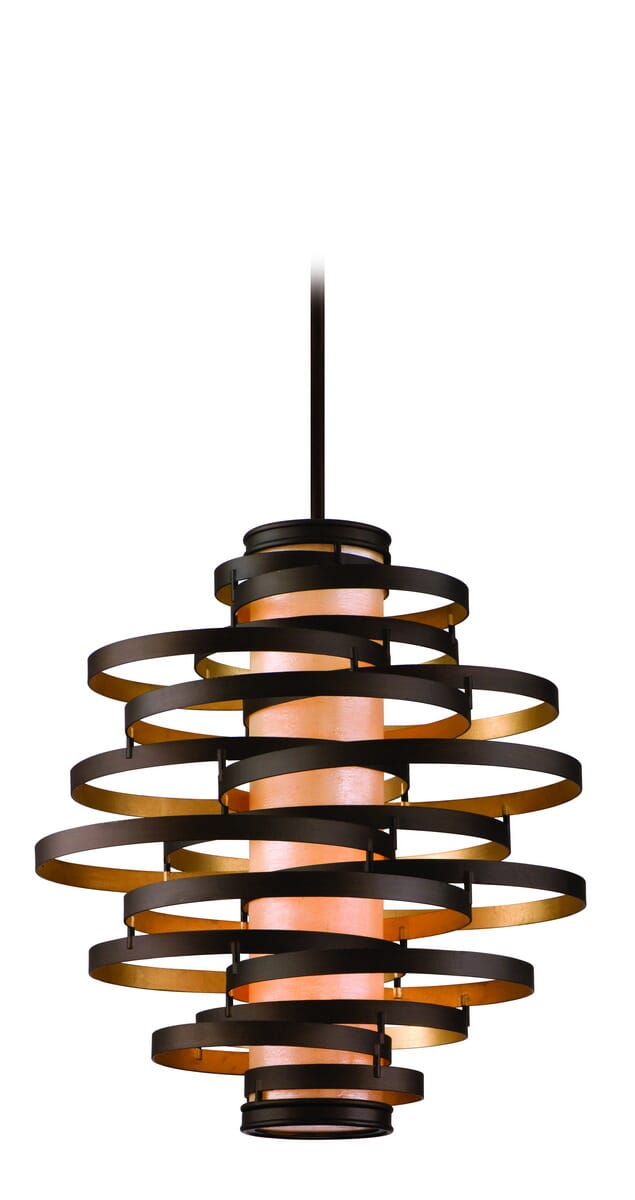 Corbett Vertigo 4-Light Pendant Light in Bronze And Gold Leaf