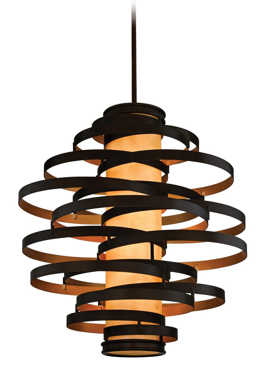 Corbett Vertigo 6-Light Pendant Light in Bronze And Gold Leaf