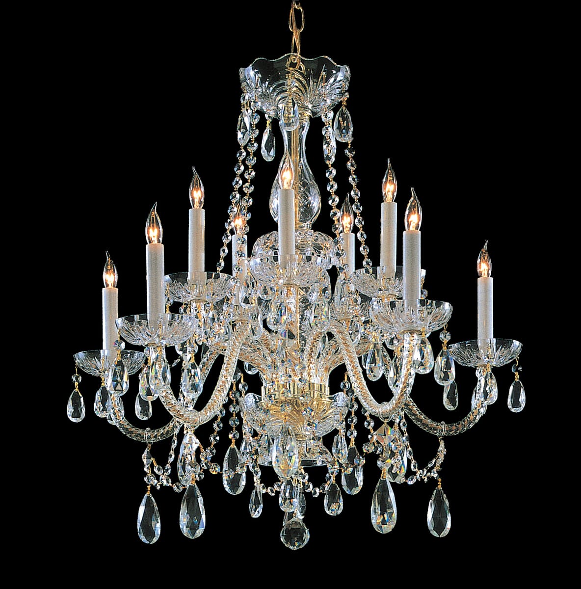 Crystorama Traditional Crystal 10-Light 26" Traditional Chandelier in Polished Brass with Clear Swarovski Strass Crystals