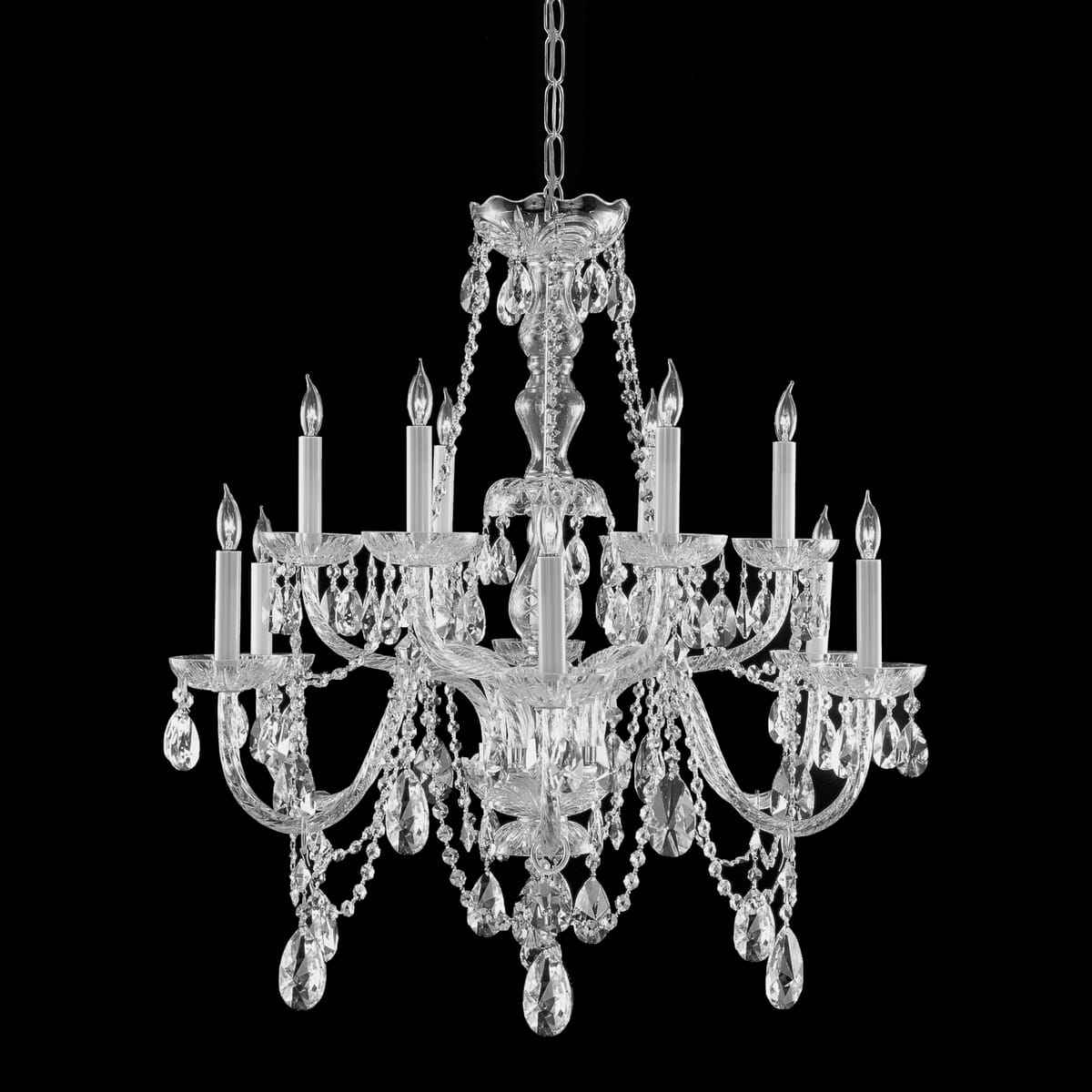 Crystorama Traditional Crystal 12-Light 26" Traditional Chandelier in Polished Chrome with Clear Hand Cut Crystals