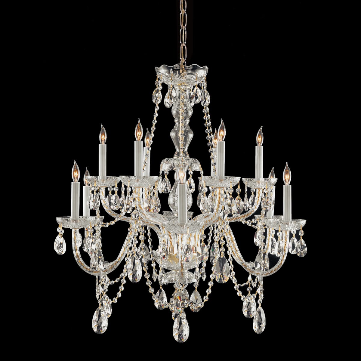 Crystorama Traditional Crystal 12-Light 26" Traditional Chandelier in Polished Brass with Clear Swarovski Strass Crystals