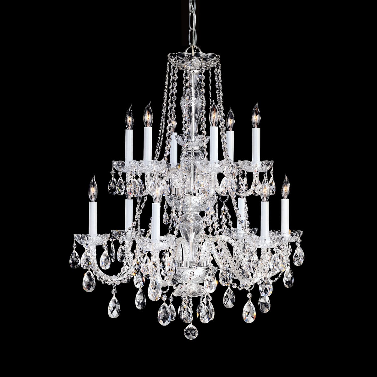 Crystorama Traditional Crystal 12-Light 32" Traditional Chandelier in Polished Chrome with Clear Hand Cut Crystals