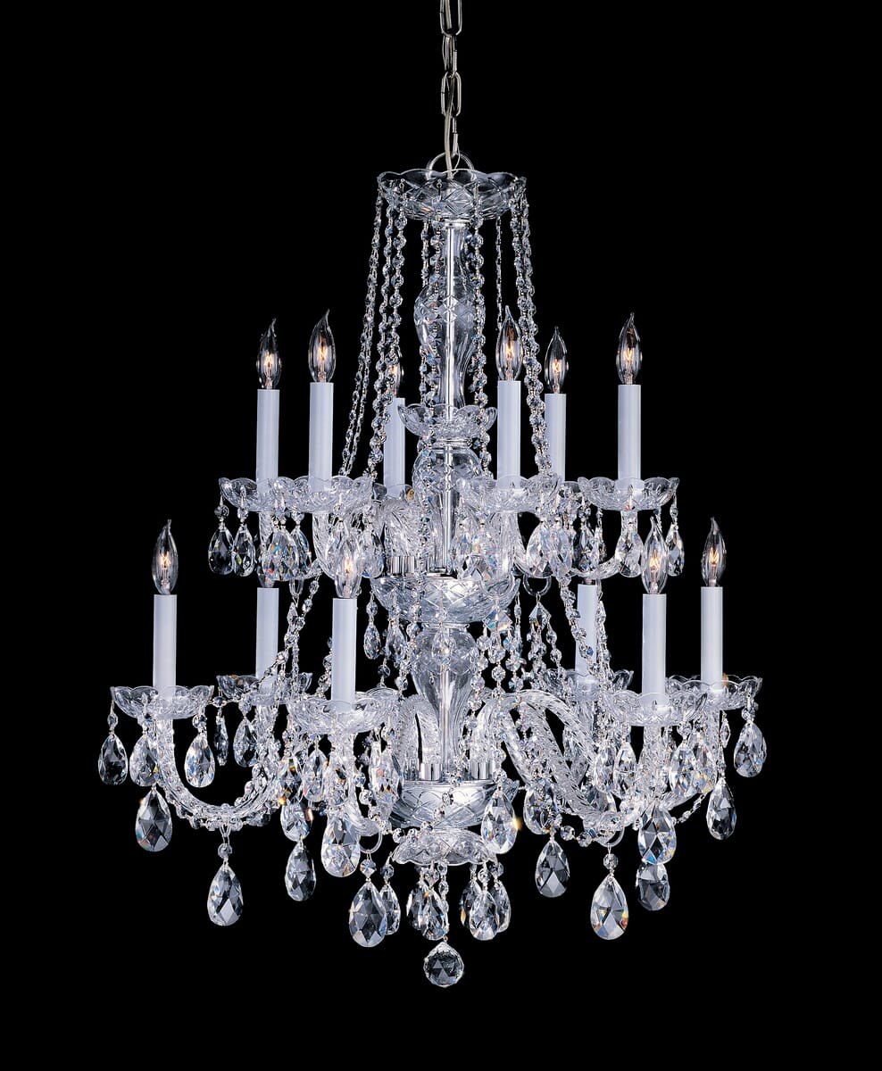 Crystorama Traditional Crystal 12-Light 32" Traditional Chandelier in Polished Brass with Clear Hand Cut Crystals