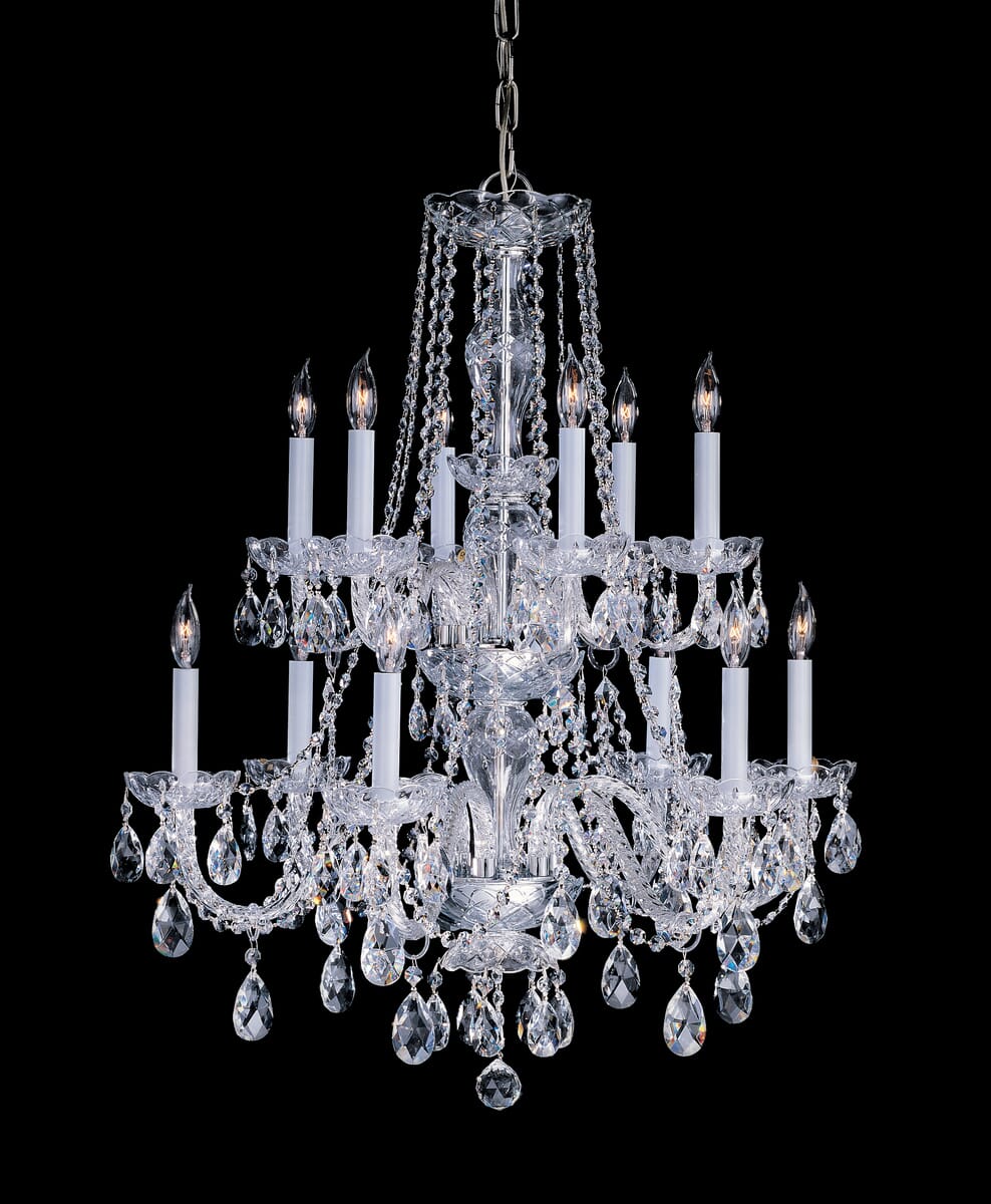 Crystorama Traditional Crystal 12-Light 32" Traditional Chandelier in Polished Brass with Clear Spectra Crystals