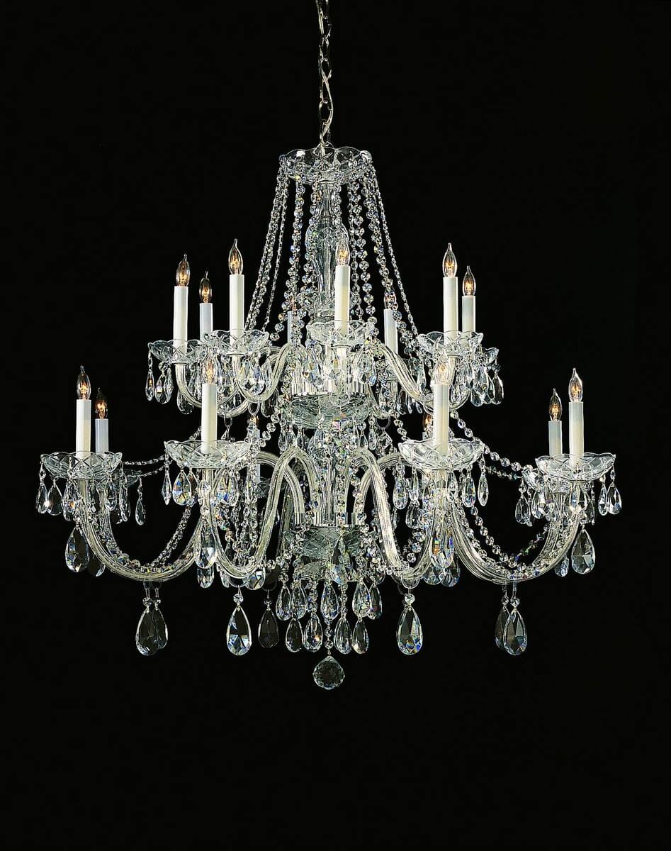 Crystorama Traditional Crystal 16-Light 34" Traditional Chandelier in Polished Chrome with Clear Hand Cut Crystals