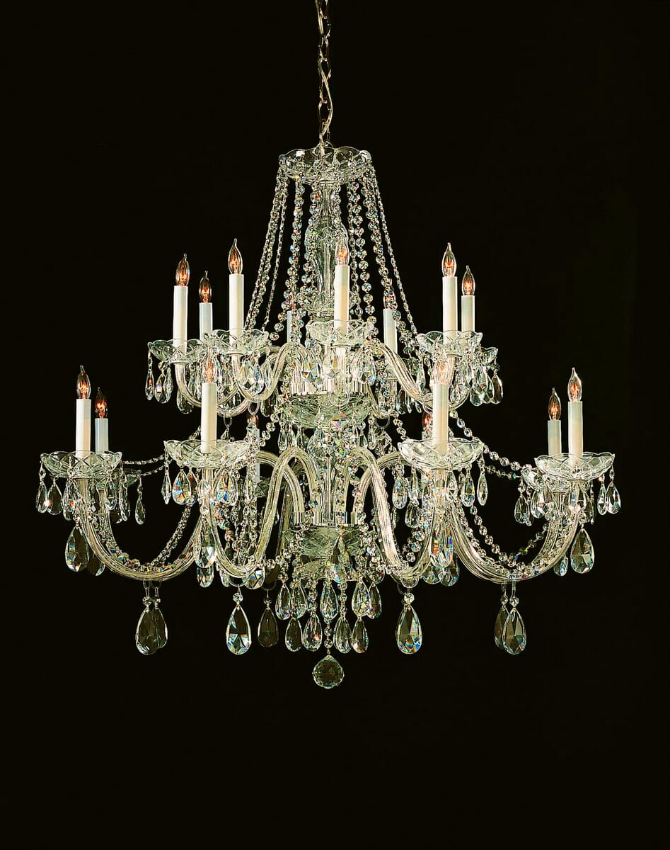 Crystorama Traditional Crystal 16-Light 34" Traditional Chandelier in Polished Brass with Clear Hand Cut Crystals