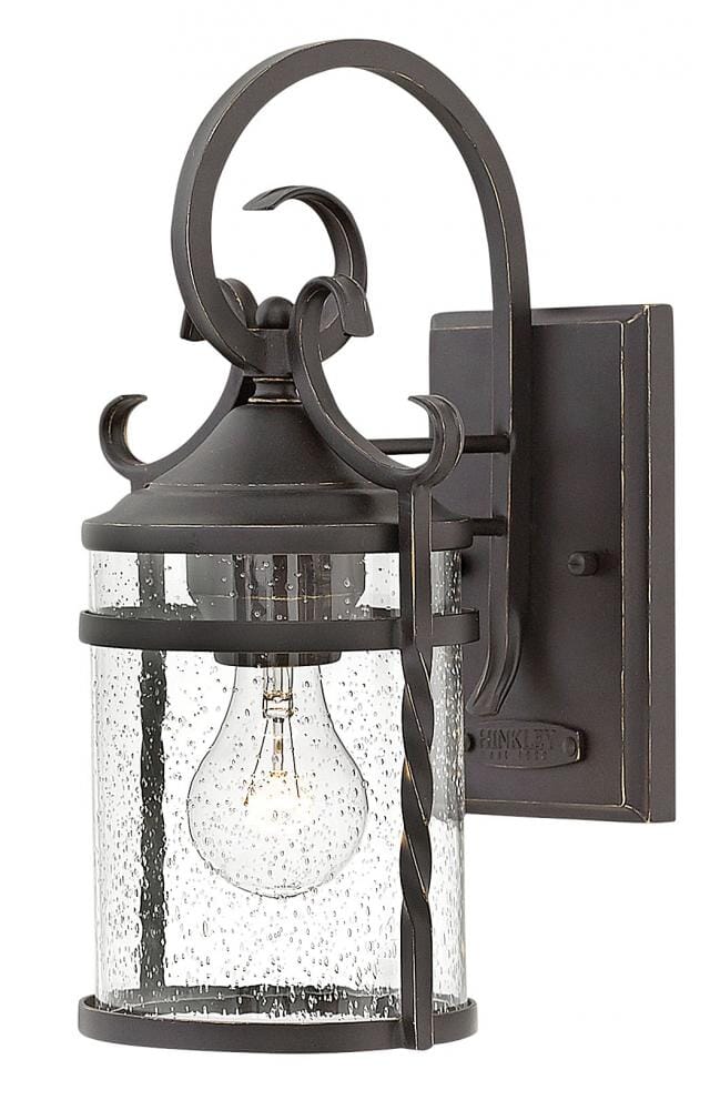 Hinkley Casa 1-Light Outdoor Small Wall Mount in Olde Black with Clear Seedy Glass