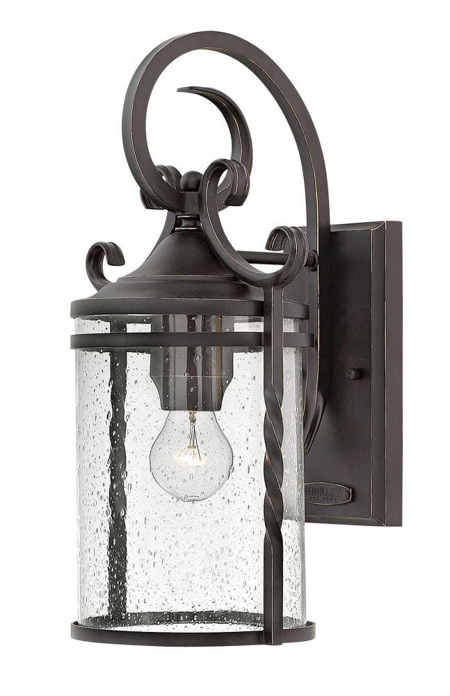 Hinkley Casa 1-Light Outdoor Medium Wall Mount in Olde Black with Clear Seedy Glass