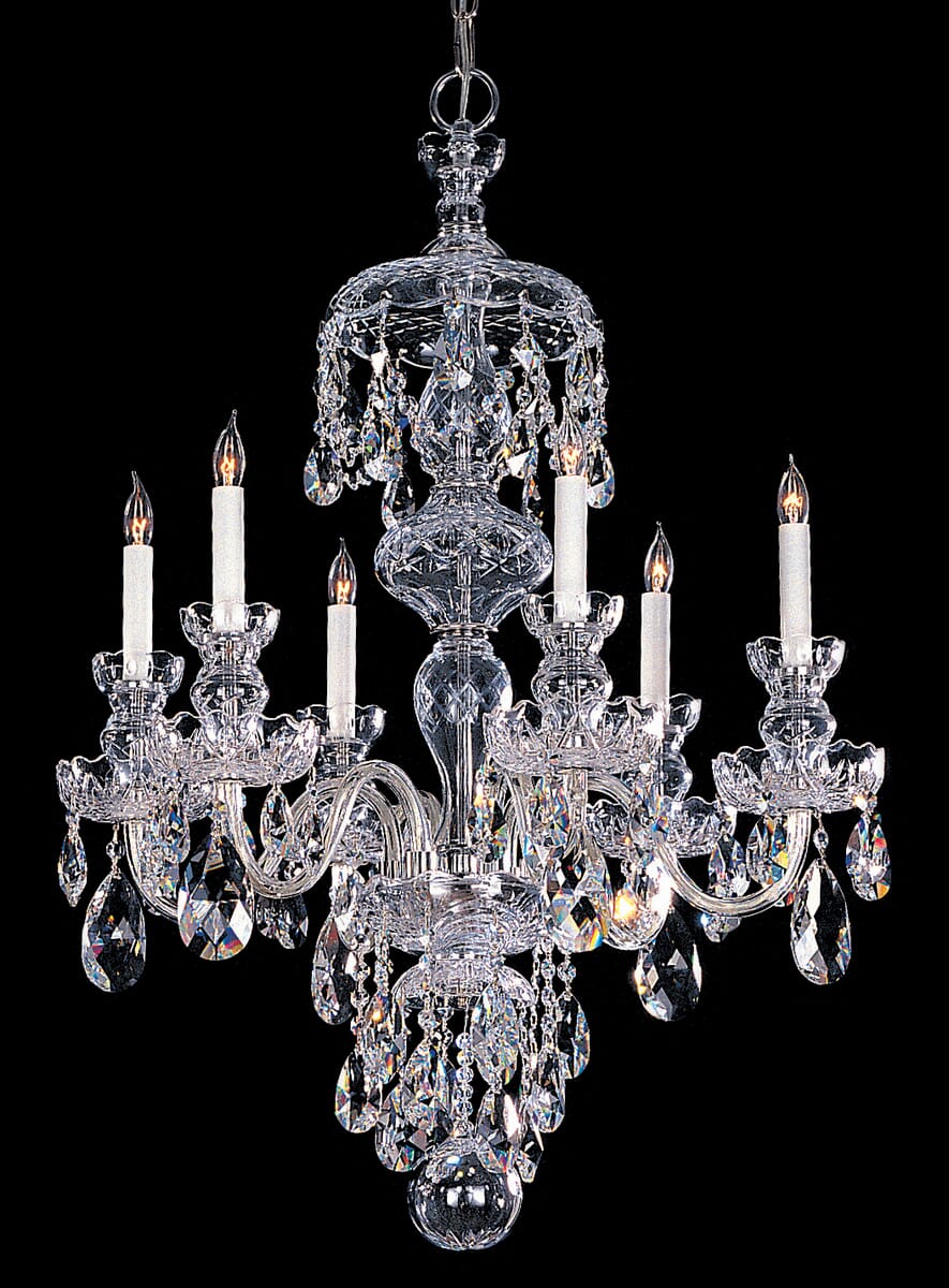 Crystorama Traditional Crystal 6-Light 34" Traditional Chandelier in Polished Chrome with Clear Hand Cut Crystals