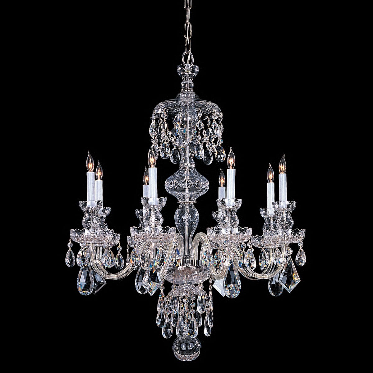 Crystorama Traditional Crystal 8-Light 32" Traditional Chandelier in Polished Chrome with Clear Hand Cut Crystals