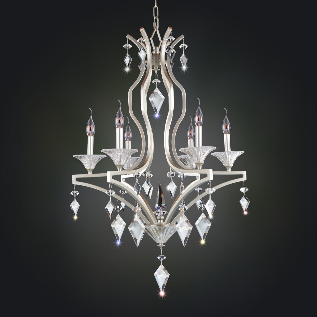 Allegri Florence 6-Light Transitional Chandelier in Tarnished Silver