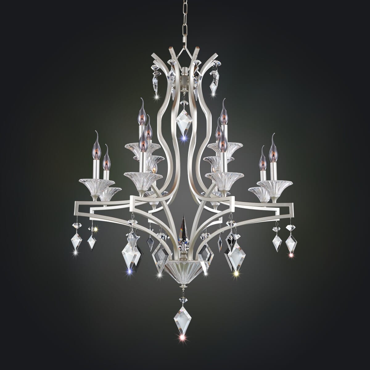 Allegri Florence 12-Light Transitional Chandelier in Tarnished Silver