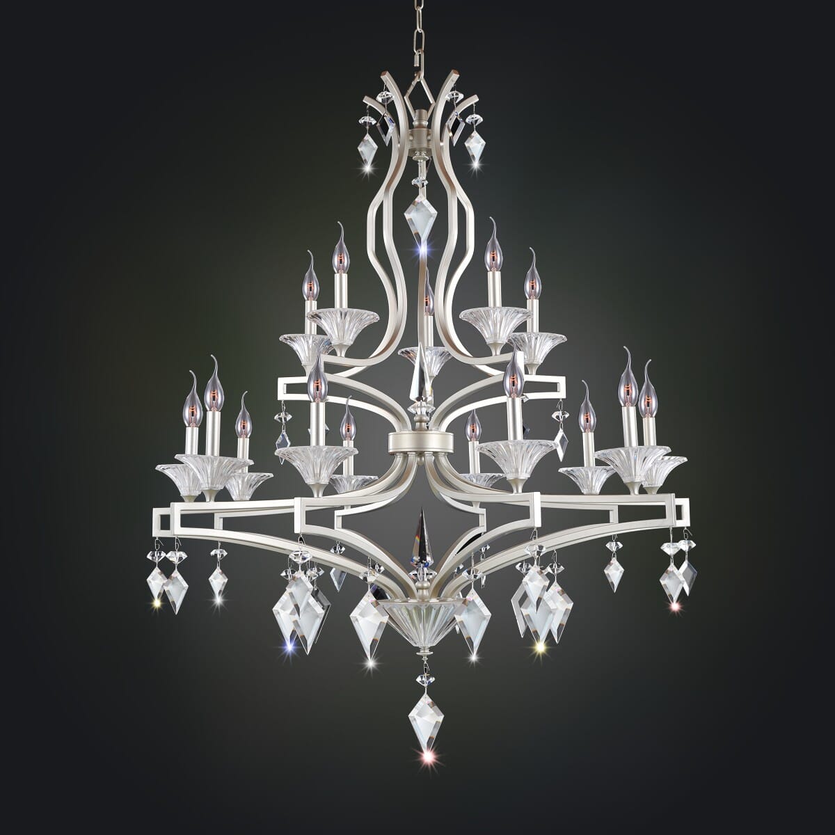 Allegri Florence 15-Light Transitional Chandelier in Tarnished Silver