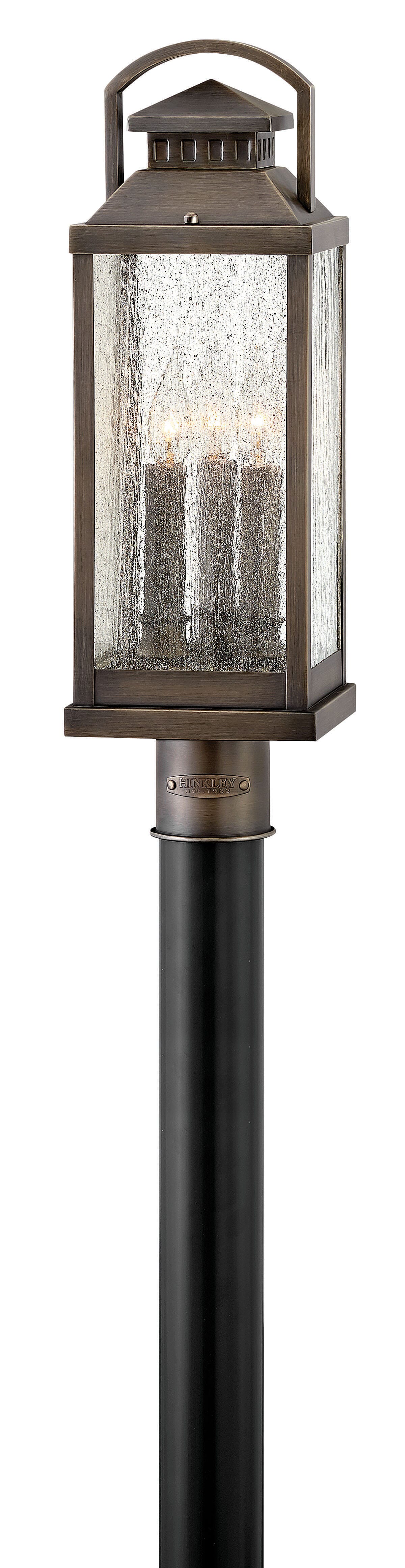 Hinkley Revere 3-Light 22" Outdoor Post Light in Blackened Brass