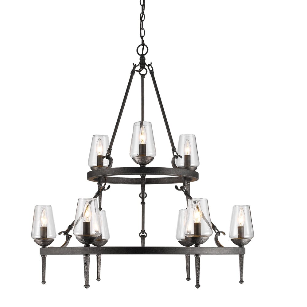 Golden Marcellis 9-Light Chandelier in Dark Natural Iron